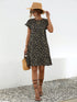Frill Floral Round Neck Short Sleeve Tiered Dress - Odaingerous